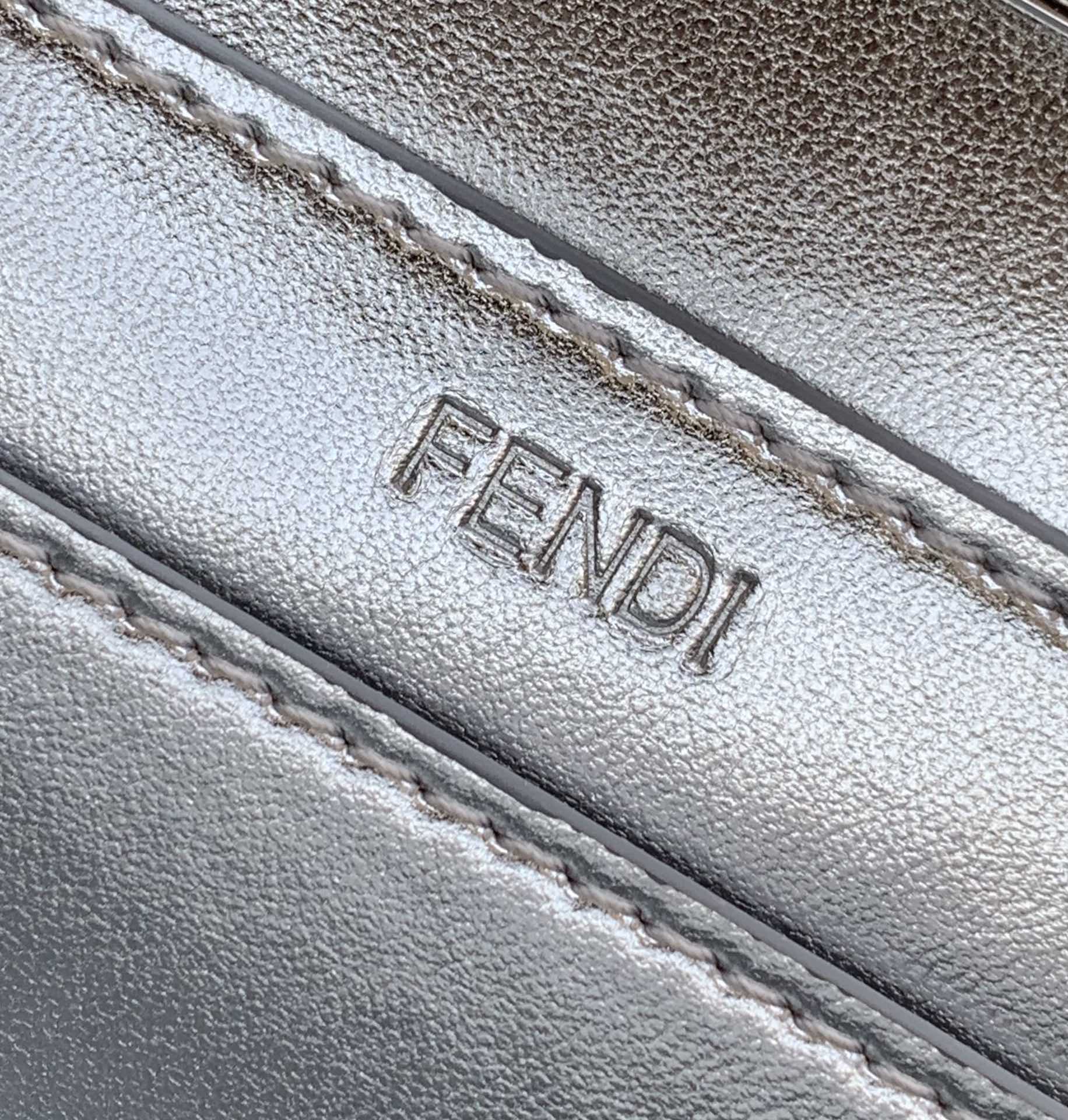 Fendi Peekaboo ISeeU Small Silver Grey FF Calf Leather Bag